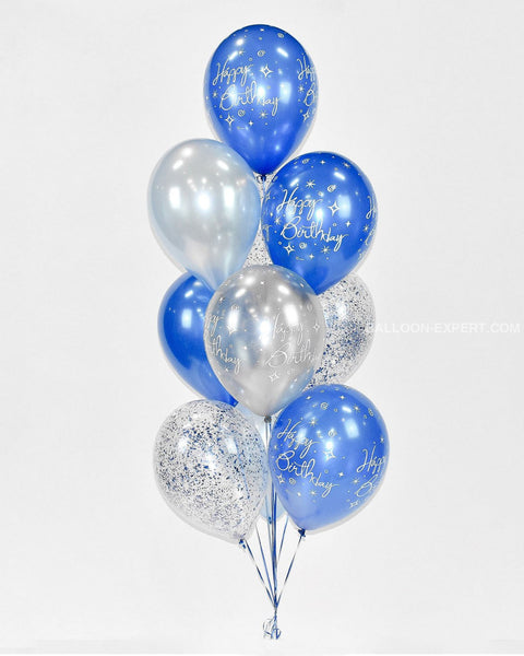Des ballons bleus de confettis pour accueillir le petit prince