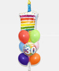 Rainbow - Age Birthday Cake Balloon Bouquet - Set of 10 balloons
