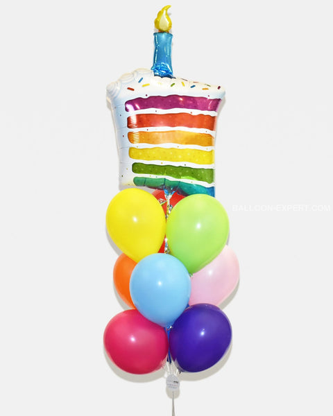 Bouquet de ballons d'anniversaire arc-en-ciel - Lot de 10