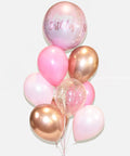 Pink and  Rosegold - Birthday Confetti Balloon Bouquet - Set of 9