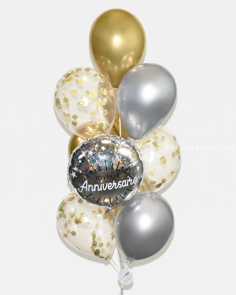 Gold and Silver - Birthday Confetti Balloon Bouquet
