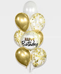 Gold and White - Birthday Confetti Balloon Bouquet