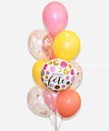 Pink, Coral, and Yellow - Birthday Confetti Balloon Bouquet - Set of 10 balloons