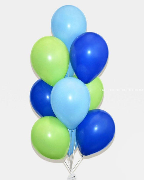 Blue and Green - Balloon Bouquet - Set of 10 balloons