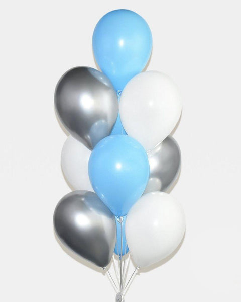 Blue, White and Silver Balloon Bouquet