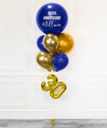 Blue And Gold - Personalized Jumbo Balloon Bouquet With 16 Number