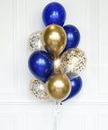 Blue and Gold - Confetti Balloon Bouquet - Set of 10 balloons
