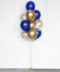 Blue and Gold - Confetti Balloon Bouquet - Set of 10 balloons l Balloon Expert