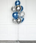 Blue and Silver - Confetti Balloon Bouquet 