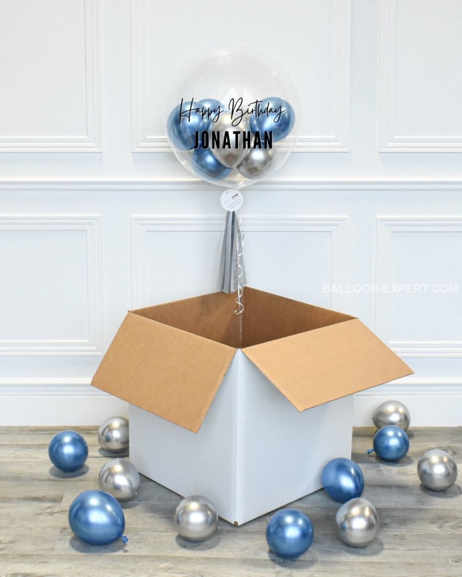 Ballon bulle personnalisé avec ballons en latex bleu et argent – Balloon  Expert