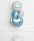 Blue and White - Personalized Heart Balloon Bouquet