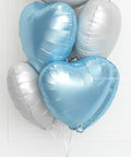 Blue and White - Personalized Heart Balloon Bouquet - Set of 7 balloons