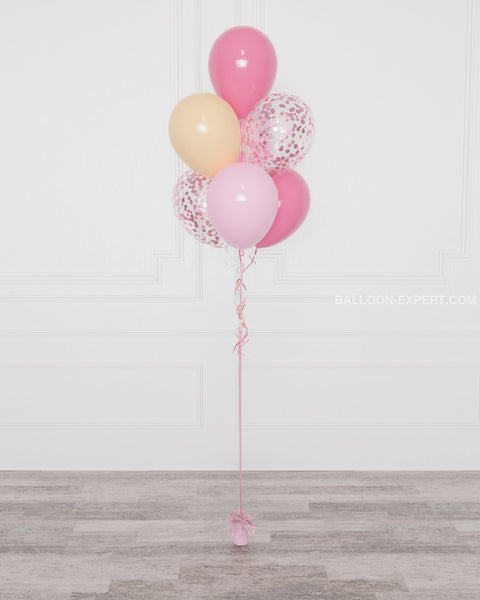 Blush and Pink Confetti Balloon Bouquet, 7 Balloons from Balloon Expert