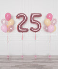 Blush and Pink - Double Number Balloons and Confetti Balloon Bouquets Set from Balloon Expert