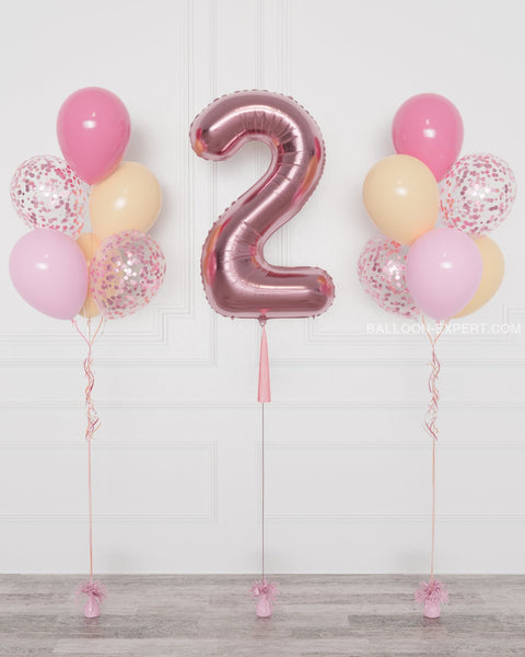 Blush And Pink - Number Balloon Confetti Bouquets Set