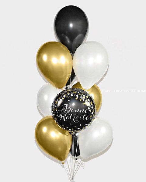 Noir, or et blanc - Bouquet de ballons Bonne Retraite l Ballon