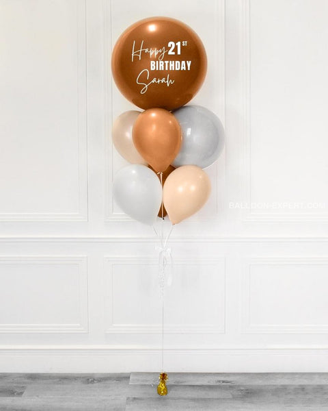 Brown White And Blush - Personalized Jumbo Balloon Bouquet