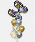 Gold And Silver - Butterfly Confetti Balloon Bouquet