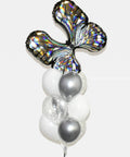 Silver and White - Butterfly Confetti Balloon Bouquet  - Set of 10 balloons