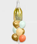Champagne Bottle Balloon Bouquet - Mint Coral Blush Nude Chrome Gold