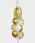 Champagne Confetti Balloon Bouquet - Chrome Gold White