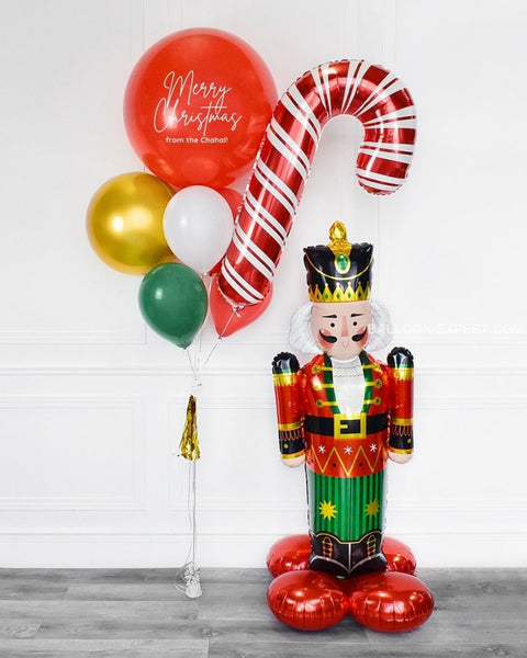 Christmas - Personalized Jumbo Balloon Bouquet With Nutcracker Airloonz