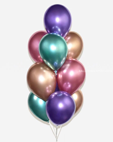 Chrome Pink Purple Green And Copper Balloon Bouquet Bouquets