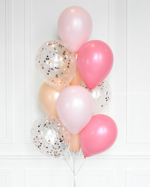 Pink and Blush - Confetti Balloon Bouquet - Set of 10 balloons