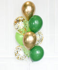 Green and Gold - Confetti Balloon Bouquet -  set of 10 balloons