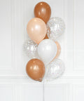 Brown, White, and Blush - Confetti Balloon Bouquet 