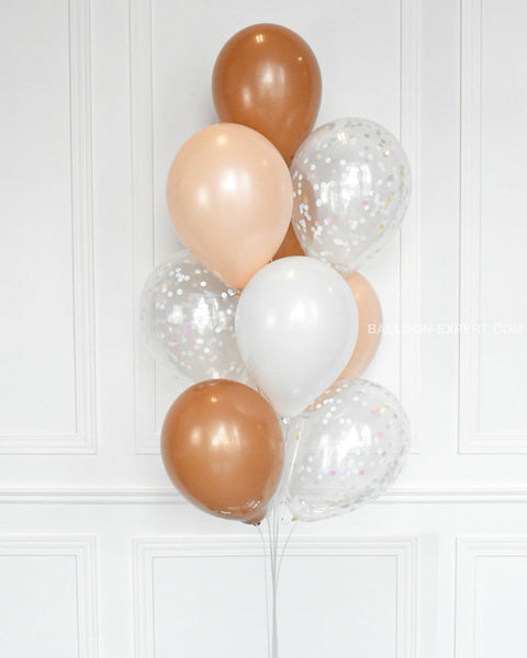 Brown, White, and Blush - Confetti Balloon Bouquet 