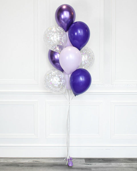 Purple and Lilac - Confetti Balloon Bouquet - Set of 10 balloons