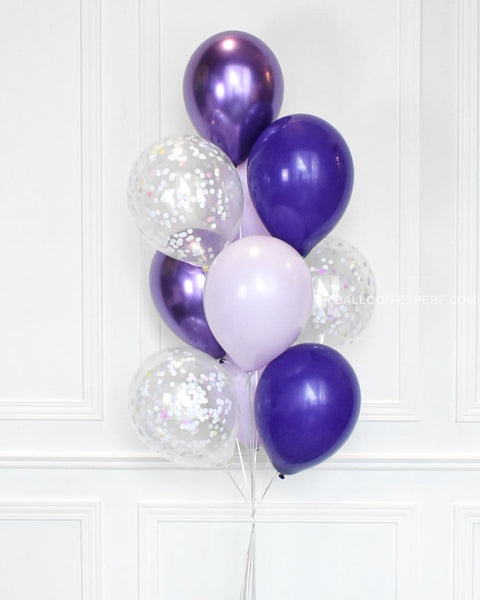 Violet et Lilas - Bouquet de ballons confettis