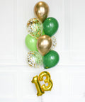 Green And Gold - Confetti Balloon Bouquet With 16 Number Bouquets