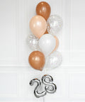 Brown, White, and Blush - Confetti Balloon Bouquet With 16" Number - second image