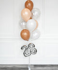 Brown, White, and Blush - Confetti Balloon Bouquet With 16" Number