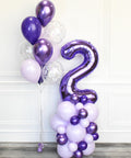 Shades of Purple - Confetti Balloon Bouquet and Number Balloon Column 