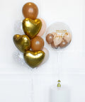 Brown and Blush - Confetti Balloon Bouquet and Personalized Bubble Balloon , helium inflated from Balloon Expert