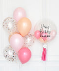 Pink and Blush - Confetti Balloon Bouquet and Personalized Bubble Balloon
