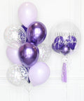Purple and Lilac - Confetti Balloon Bouquet and Personalized Bubble Balloon