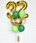 Green and Gold - Custom Age Birthday Confetti Balloon Bouquet