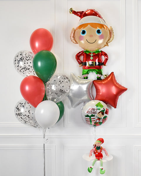 Elf Christmas - Confetti Balloon Bouquet and Foil Balloon Bouquet
