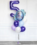 Frozen Number Balloon Bouquet - Purple Blue Lilac And White Girls Birthday