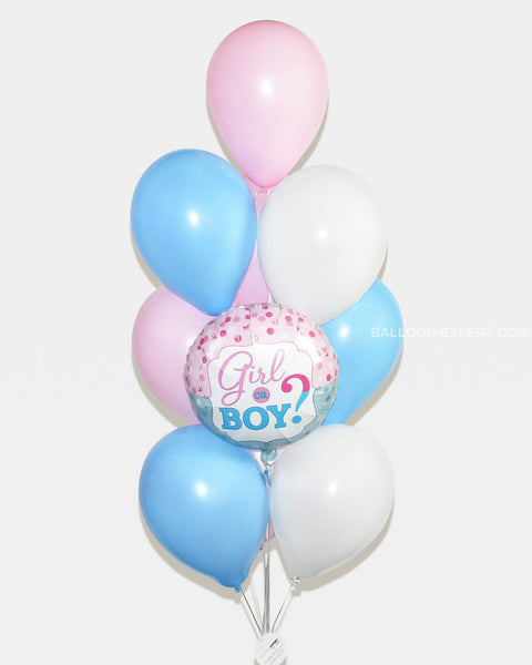 Girl Or Boy Balloon Bouquet - Light Pink Blue White