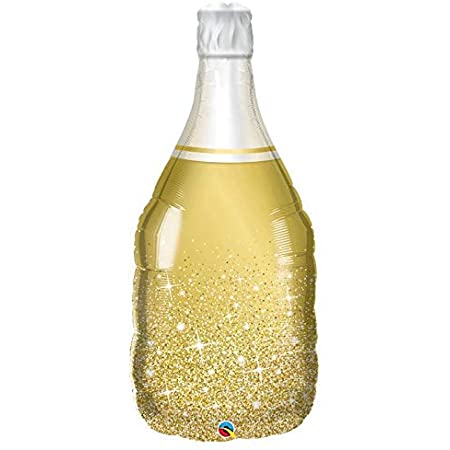 Ballon mylar supershape de bouteille de champagne dorée