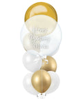 Gold and White Personalized Orbz Bubble Balloon Bouquet closeup product image