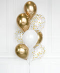 Gold and White - Confetti Balloon Bouquet close up product image