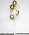 Gold and White - Confetti Balloon Bouquet full length product image