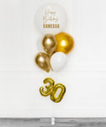 Gold and White - Personalized Jumbo Balloon Bouquet with 16" Number full lenght product image