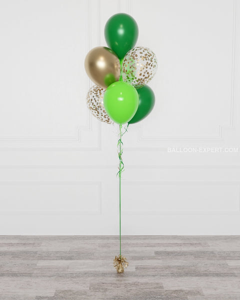 Green and Gold Confetti Balloon Bouquet, includes 7 Balloons from Balloon Expert